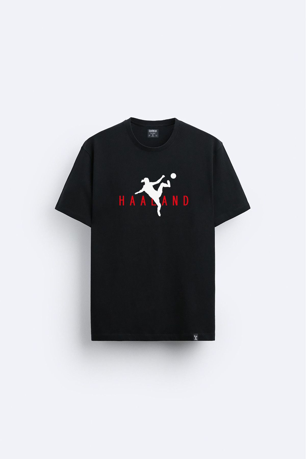 sielta Futbolcu Erling Haaland Baskılı Bisiklet Yaka Çocuk Yetişkin Siyah Tişört T-shirt