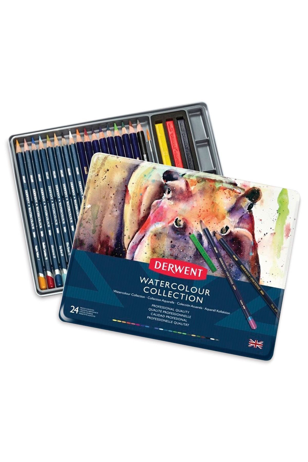 Derwent WATERCOLOUR COLLECTİON SULU KURUBOYA 24 RENK METAL KUTU SET