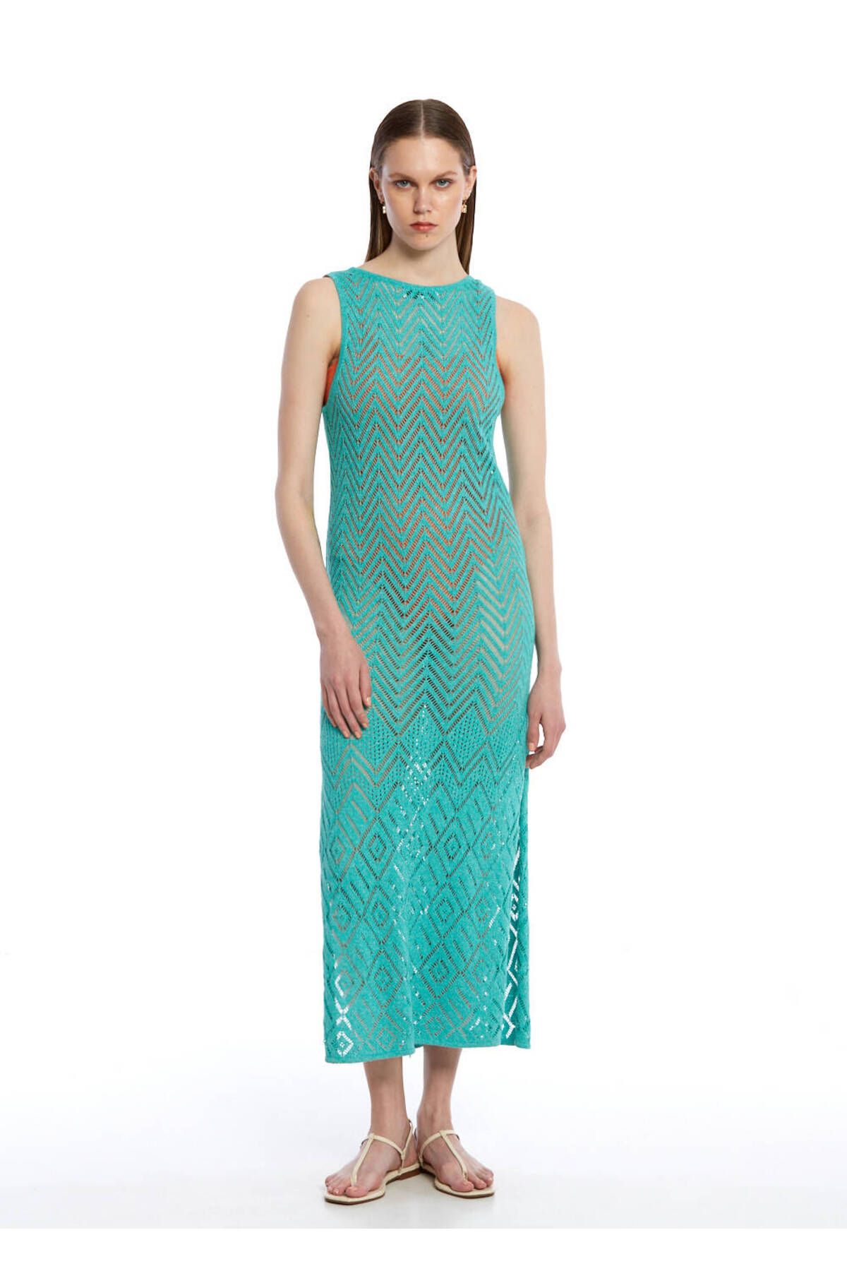 Knitss Mavi Beachwear Triko Elbise