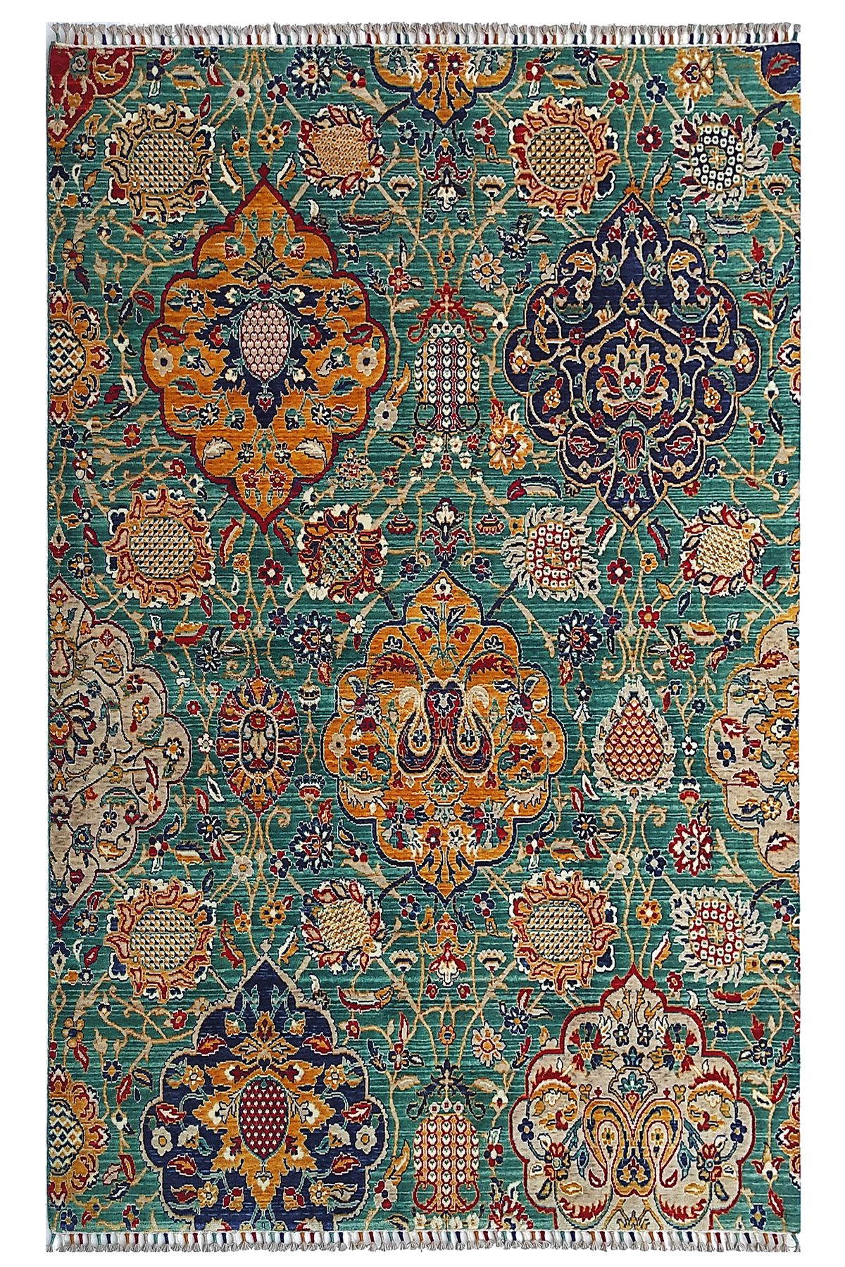 Eko Halı Eko Halı Harem Hrm05 Aqua Geleneksel Desenlere Sahip Yün ile Üretilen Renkli Özel Tezgah Halı