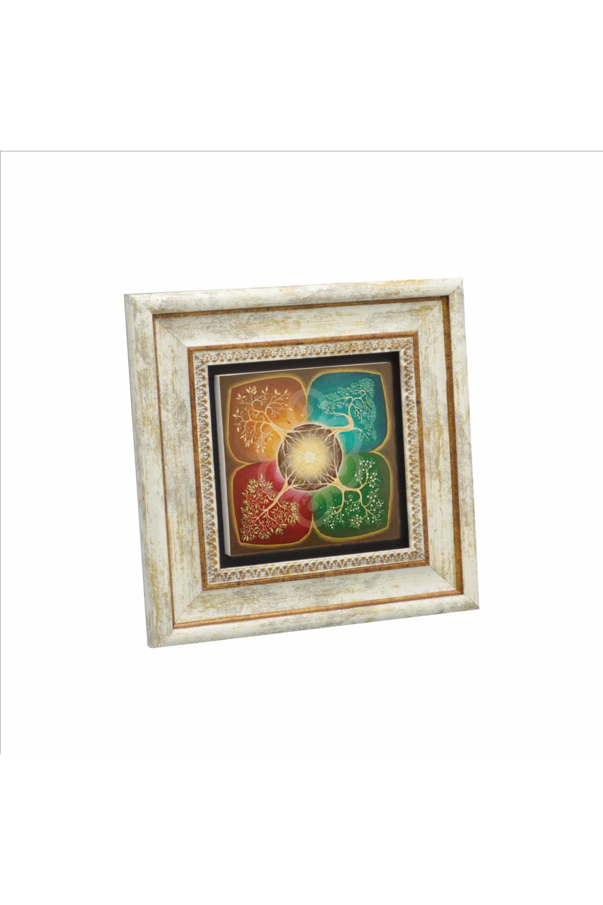 Sadrazam 4 Mevsim Ağaç Baskılı Doğaltaş Tablo (20 X 20 KRG-150)