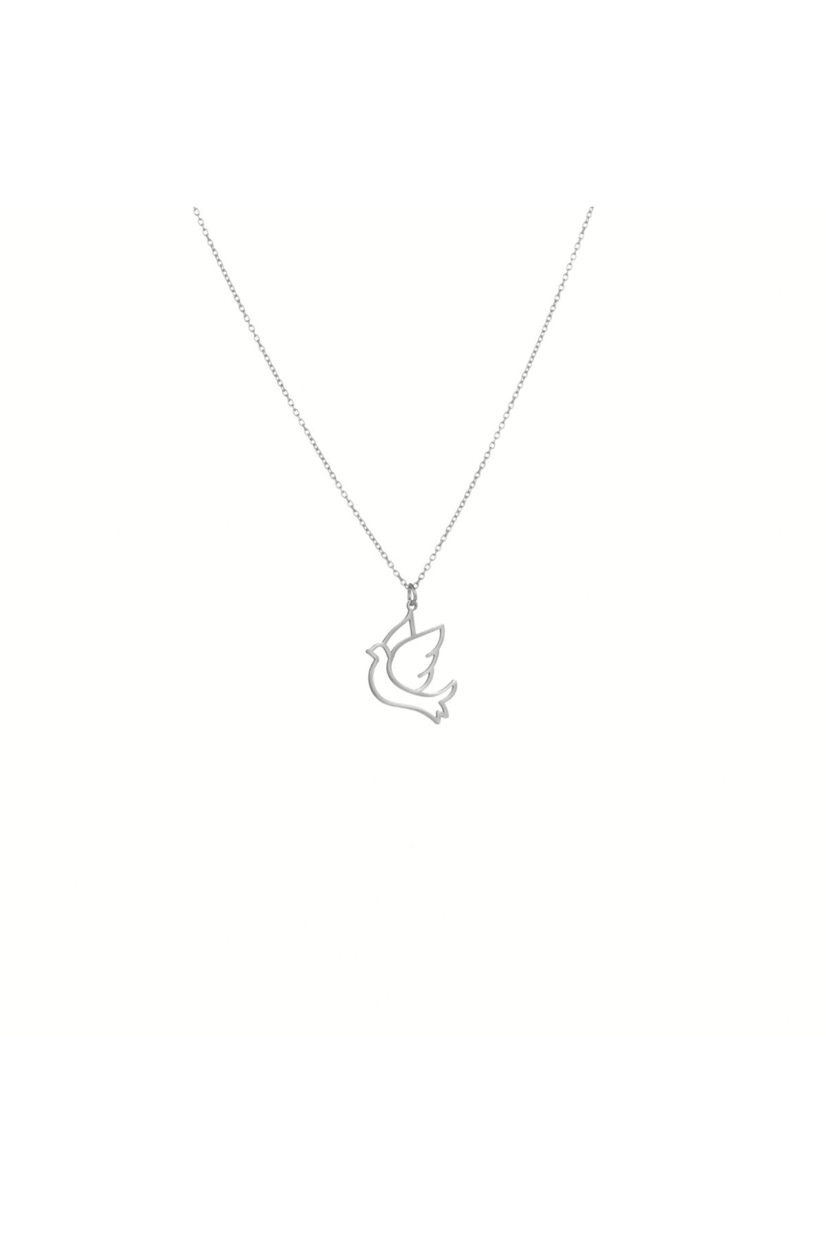 Klart Jewellery Güvercin figürlü Gümüş Kolye 925 ayar kuş Gümüş Kolye