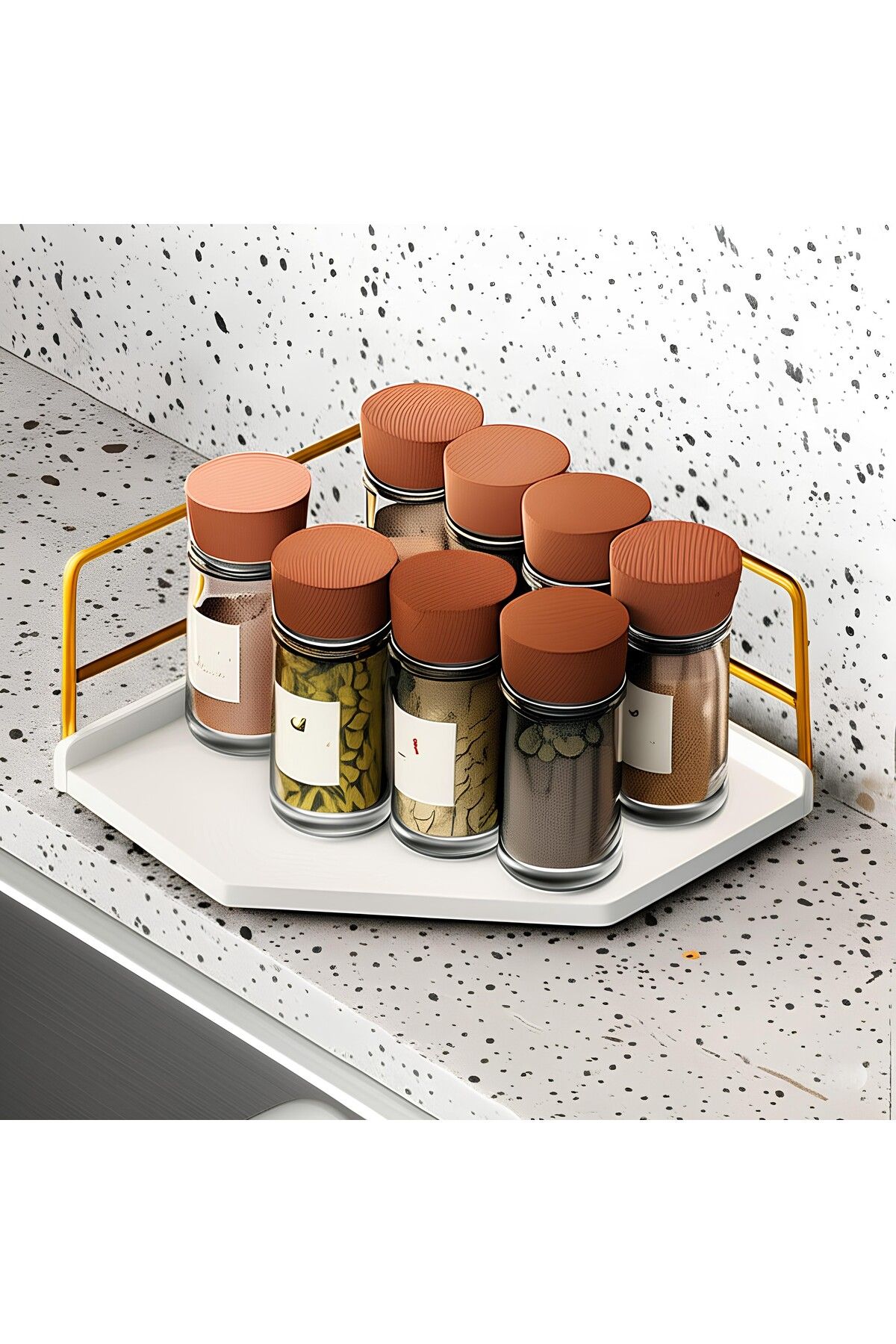 Okay Dekoratif Ahşap Organizer | Paslanmaz Çelik Organizer – Mutfak, Banyo, Salon, Çalışma Masası