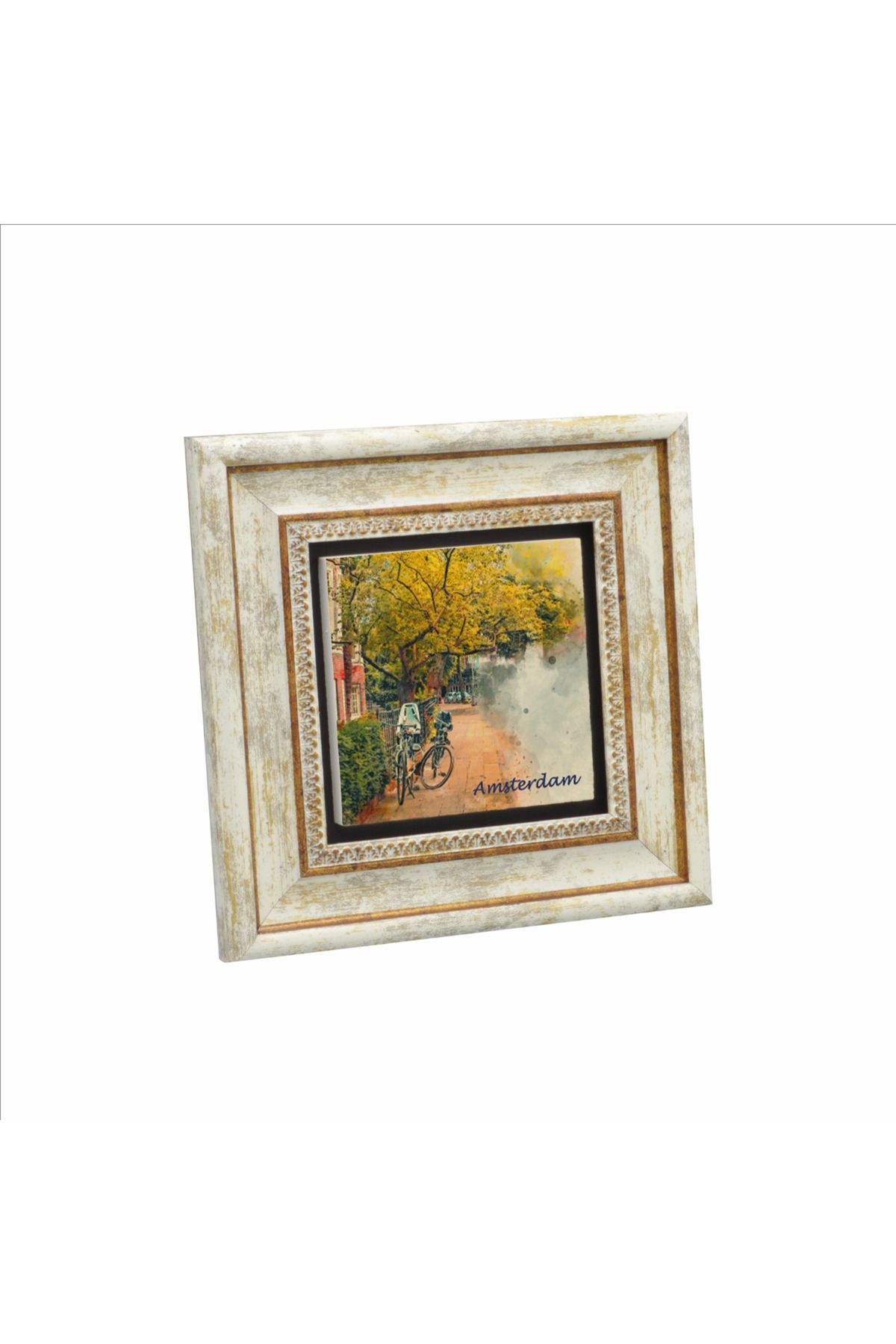 Sadrazam Amsterdam Görseli Baskılı Doğaltaş Tablo (20 X 20 KRG-13)