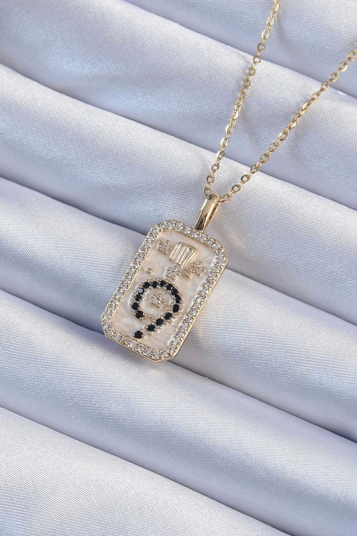 STOREMAX 316L Çelik Zincir Altın Renk Zirkon Taşlı Minimal Papatya Figürlü Tarot Kolye
