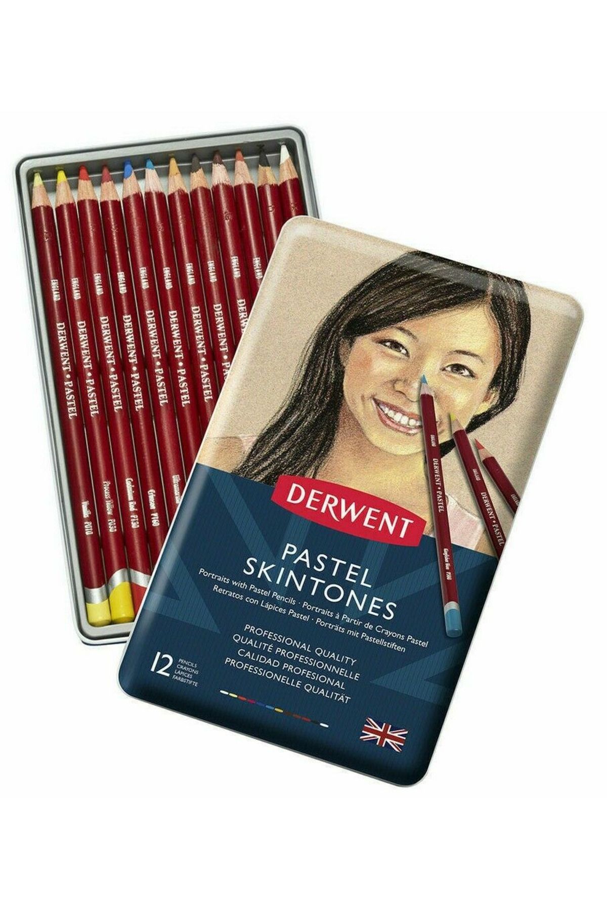 Derwent PASTEL SKİNTONES PORTRAİT KURUBOYA 12 RENK METAL KUTU SET