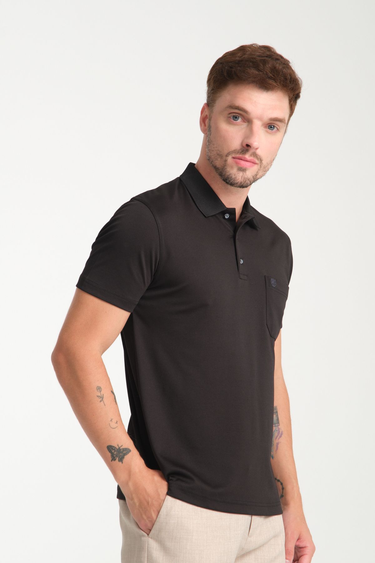 LFC Erkek Regular Fit %80 Pamuklu %20 Polyester Yumuşak Doku Siyah Polo Yaka Tişört