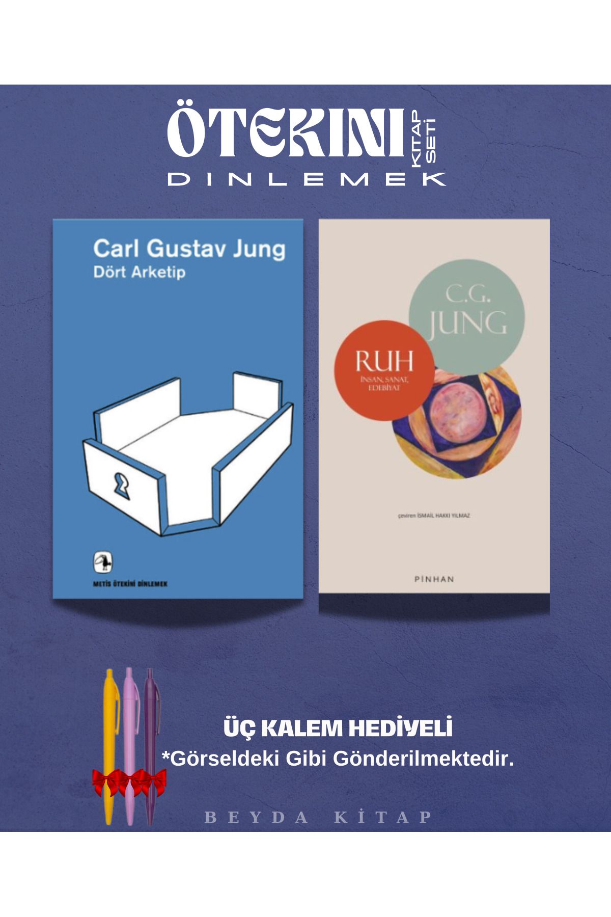 Metis Yayınları Dört Arketip - Ruh - Carl Gustav Jung - Üç Kalem Hediyeli - (2 Kitap Set)