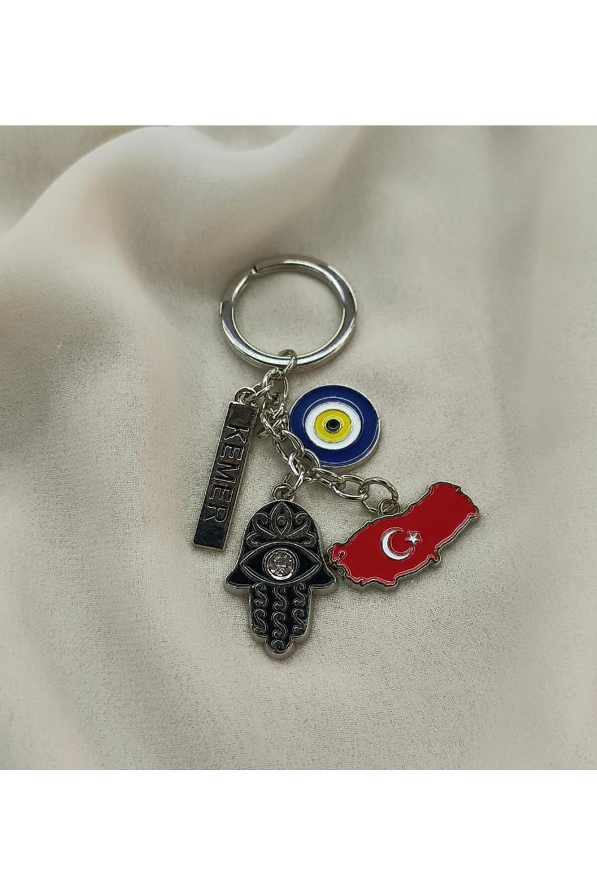 Hd Marketim Anahtarlık Metal Fatımı Ana Eli Göz Nazar Türkiye Haritası Kemer Yazılı Çanta Araba Cüzdan Süsü