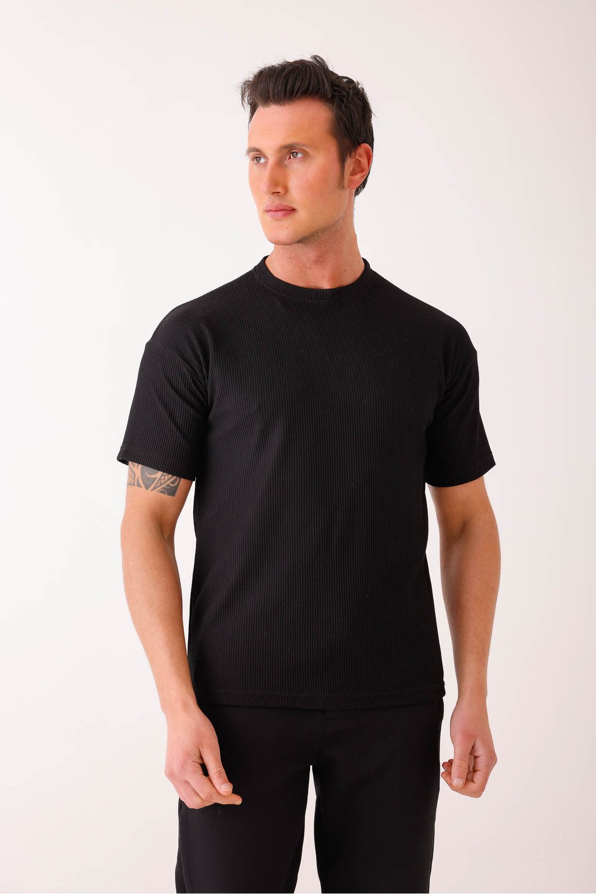 Decas SOLIS Slim Fit Basic Tişört - Siyah
