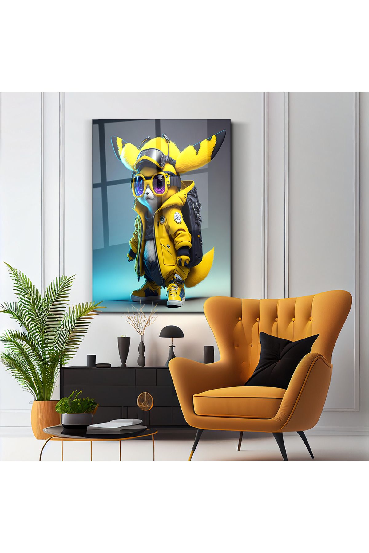 PoyKilArt Cam Tablo - Pokemon - Duvar dekorasyonu - Ofis dekorasyonu - Duvar tablosu - DK
