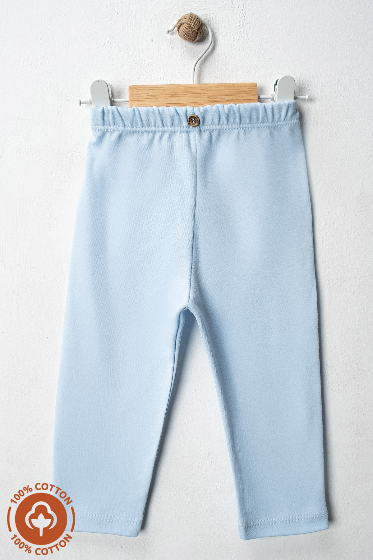 Miniel Unisex Bebek Düğme Detaylı Tayt Model %100 Organik Pamuklu Penye Bebek Pantolon Tek Alt 3Lü Set fotoğrafı 2 (önizleme)