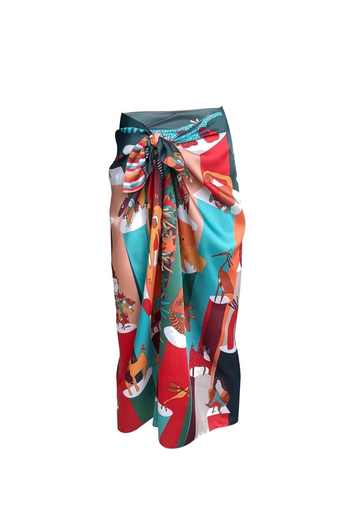 busy bee Elena Animal Red Saten Pareo
