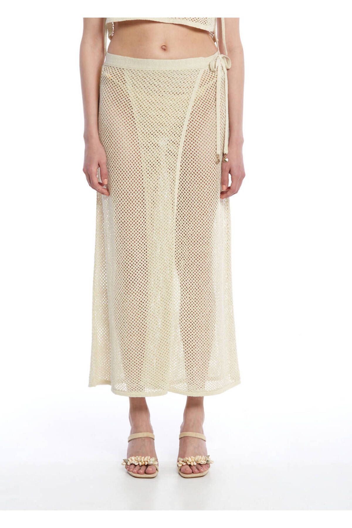 Knitss Bej Beachwear Triko Etek