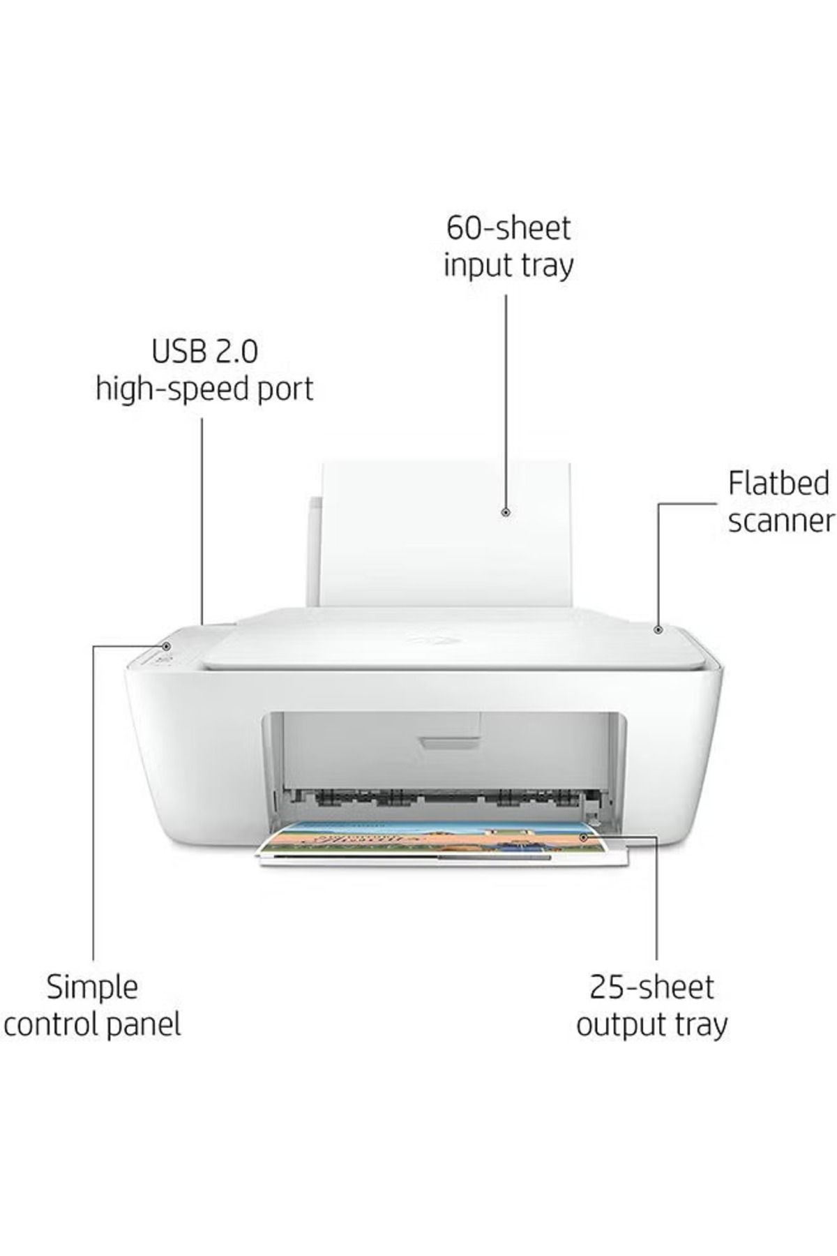 HP-طابعة ديسك جيت 2320 الكل في واحد، بمنفذ USB، طابعة صغيرة للطباعة والمسح الضوئي والنسخ - 7WN42B أبيض 5