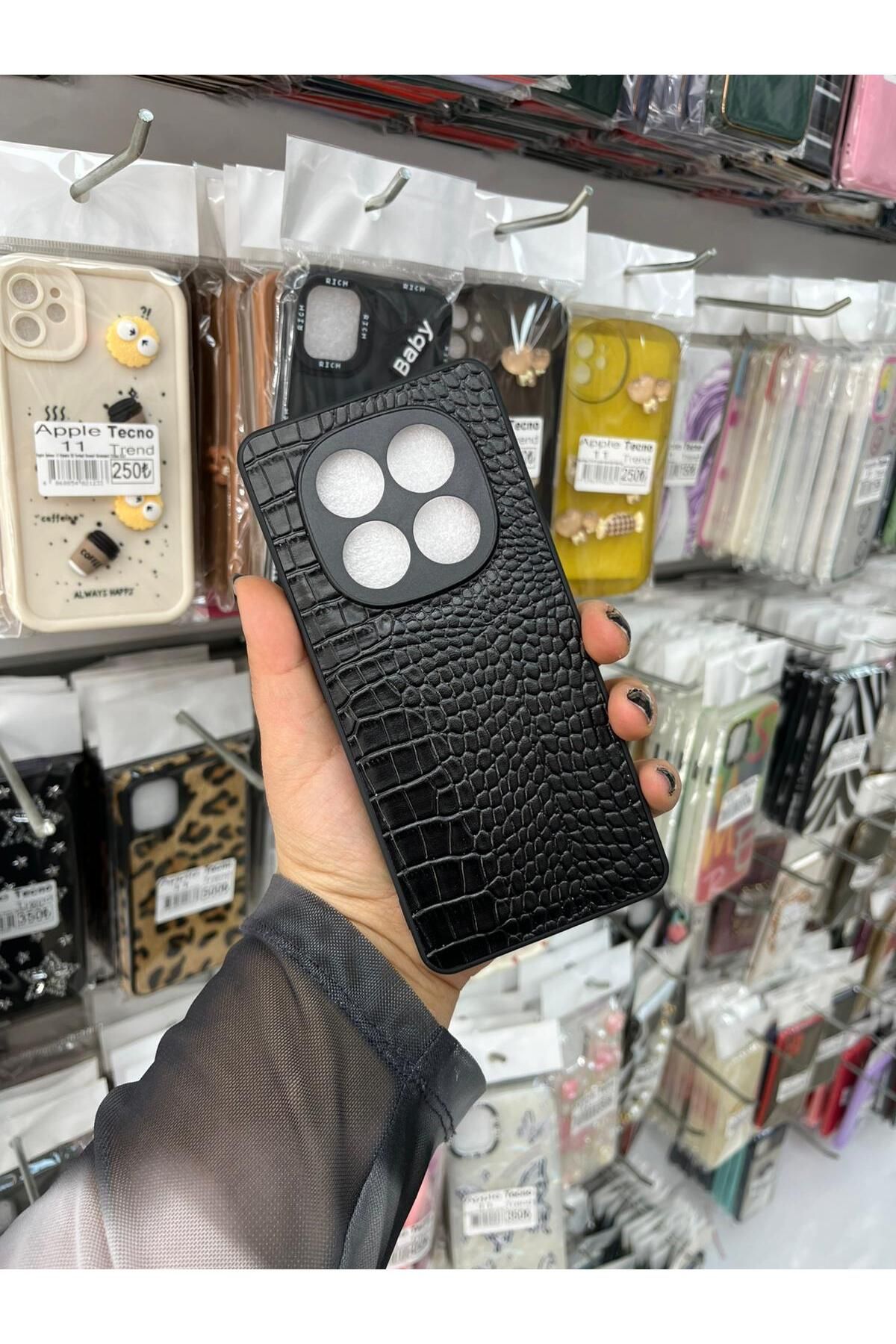 TECNOTREND XİAOMİ NOTE 14 PRO 5G Dokulu Yüzey Çekmeye Dayanıklı Cep Telefon Kılıfı Pu Deri Kaplamalı Yumuşak