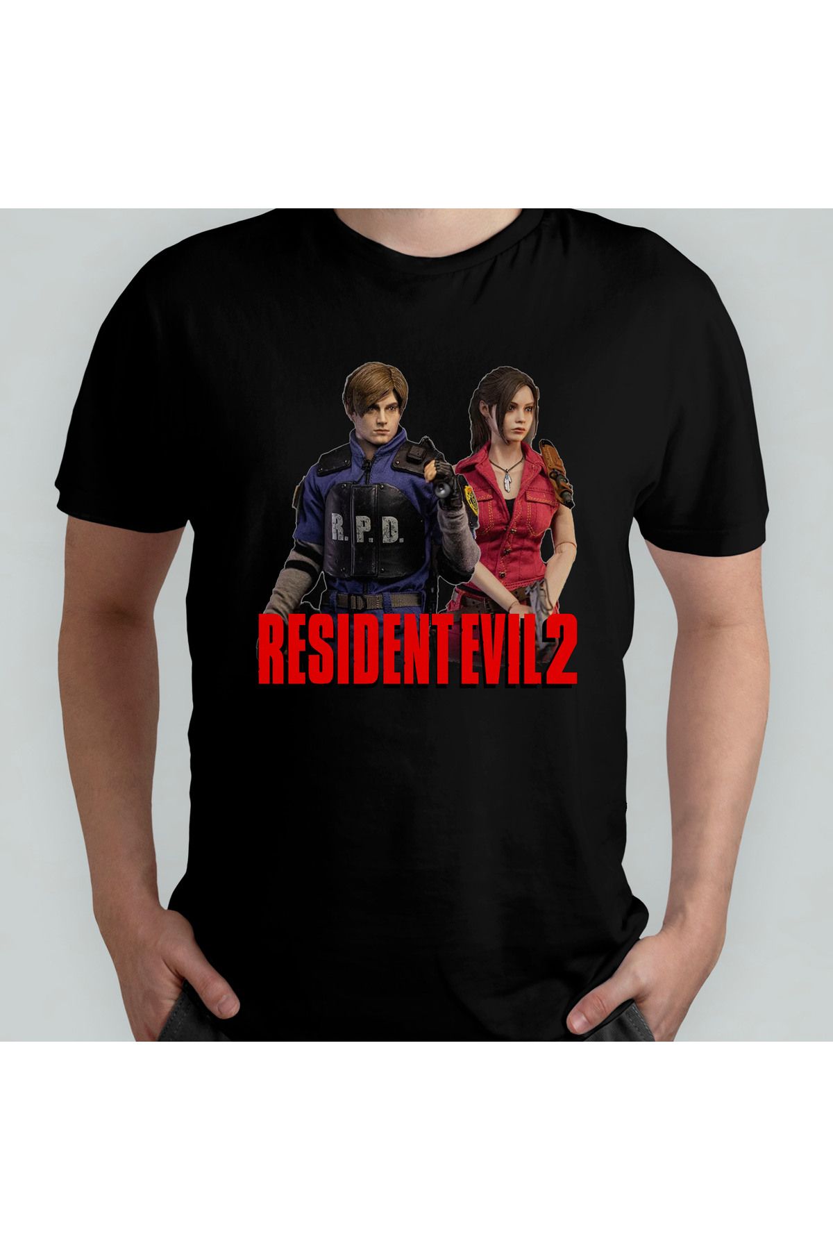 Pixxa Resident Evil 2 Temalı Unisex %100 Pamuklu Bisiklet Yaka T-Shirt Model 2