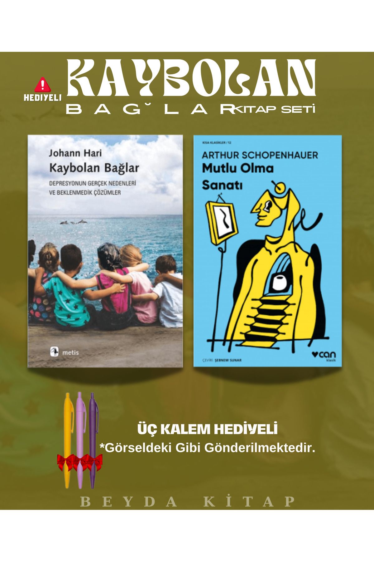 Metis Yayınları Kaybolan Bağlar - Mutlu Olma Sanatı - Üç Kalem Hediyeli - Kitap Seti