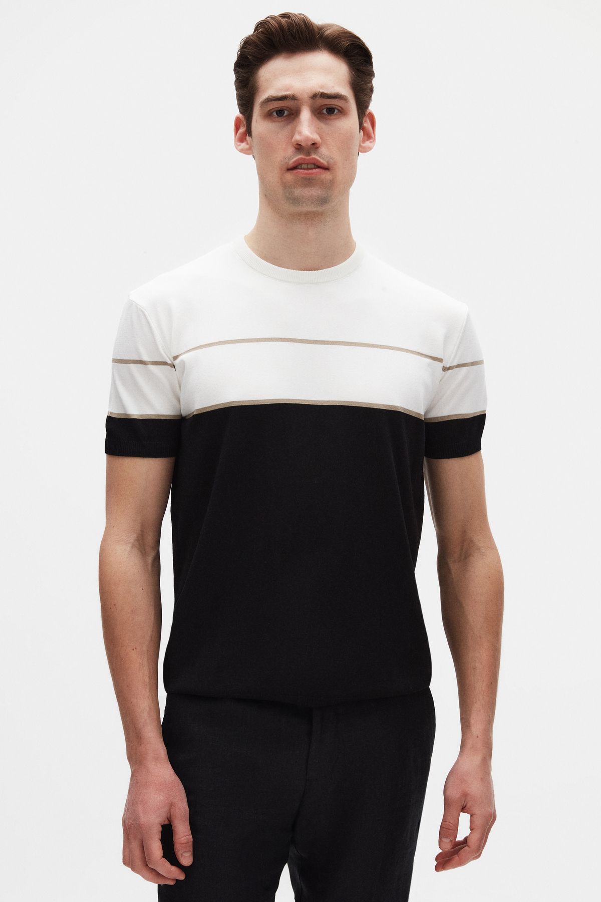 D'S Damat Ds Damat Slim Fit Ekru Rayon Triko T-Shirt