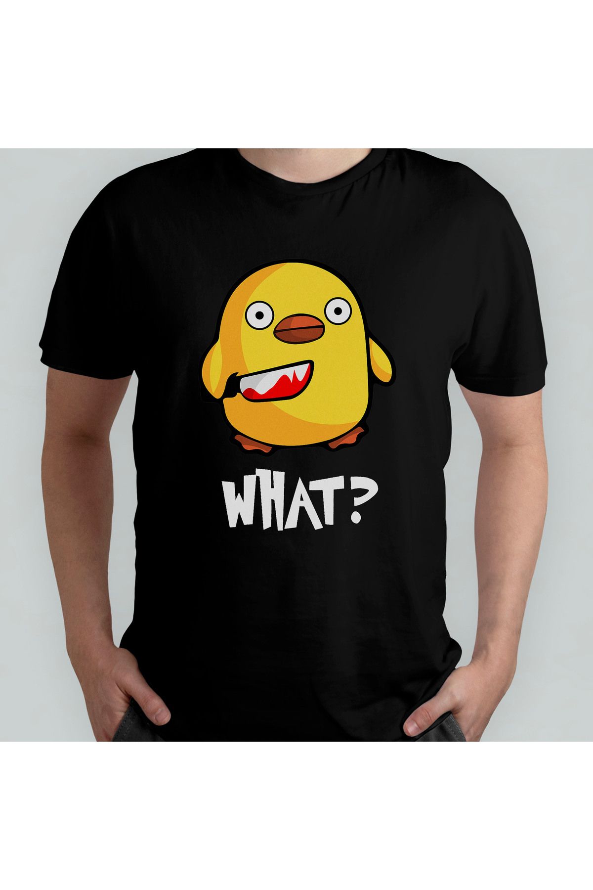 Pixxa Katil Civciv What? Unisex %100 Pamuklu Bisiklet Yaka T-Shirt