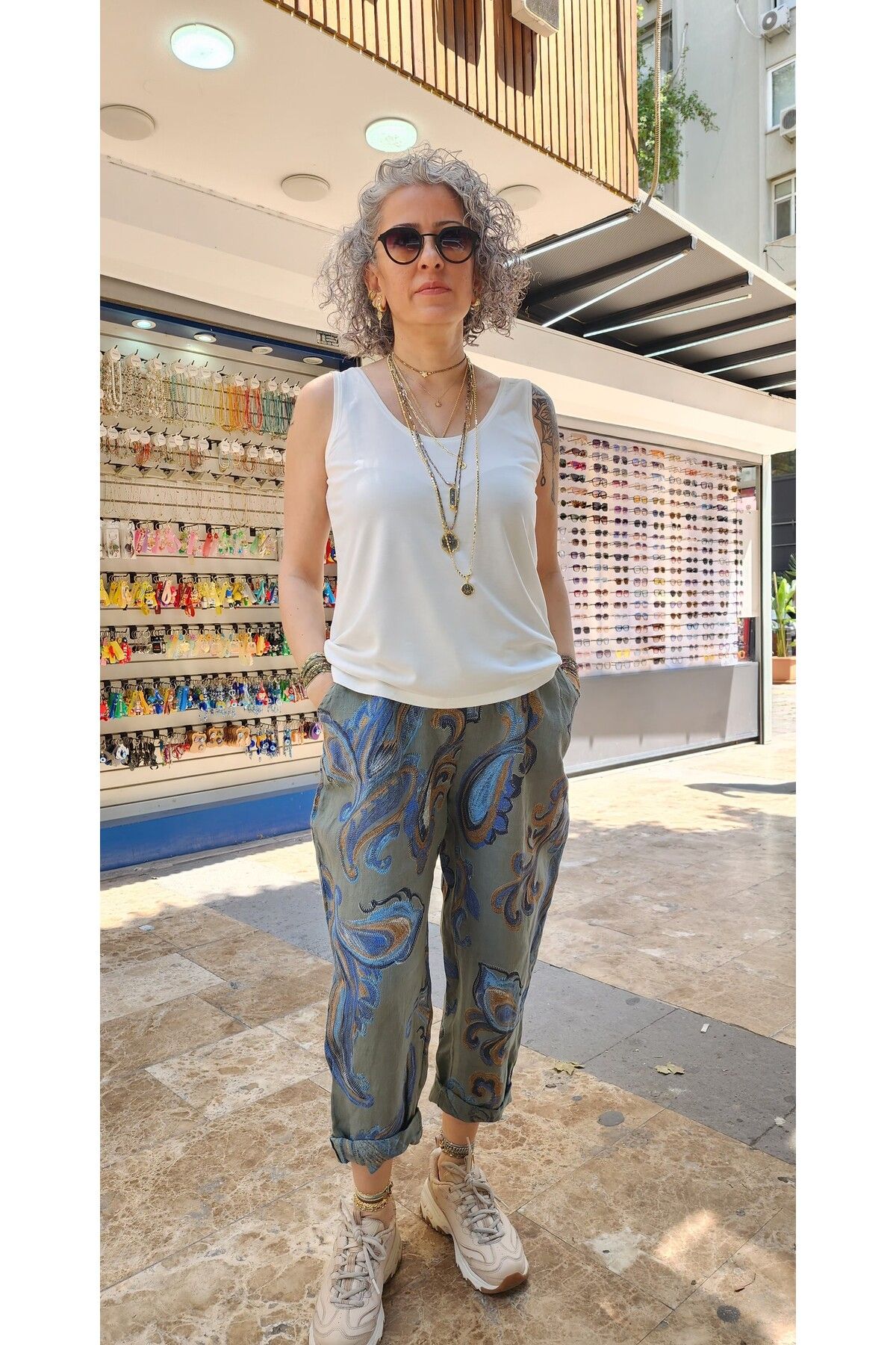 İzmirli Boutique Şal Desen Havuç Pantolon