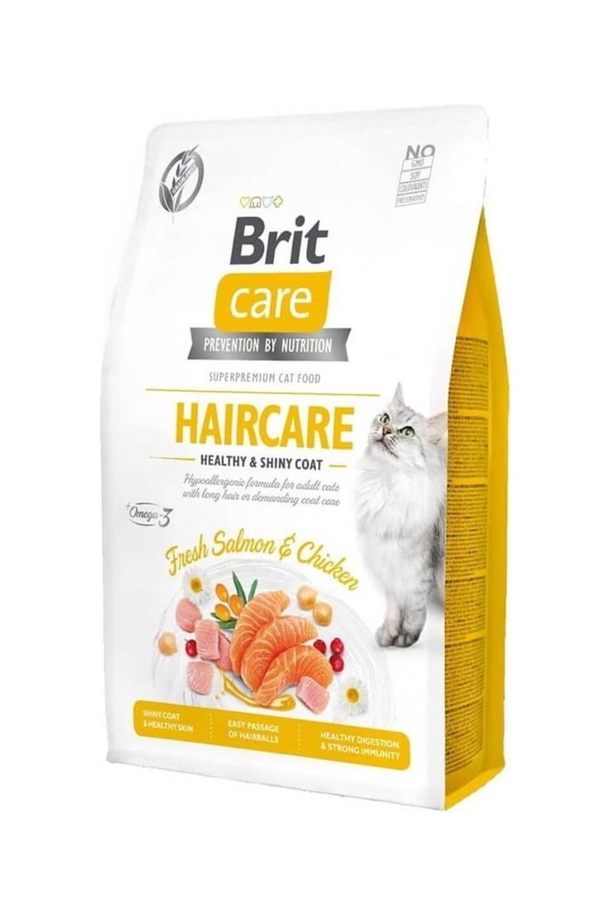 Brit Care Haircare Hypoallergenic Tavuklu ve Somonlu Tahılsız Yetişkin Kedi Maması 2kg