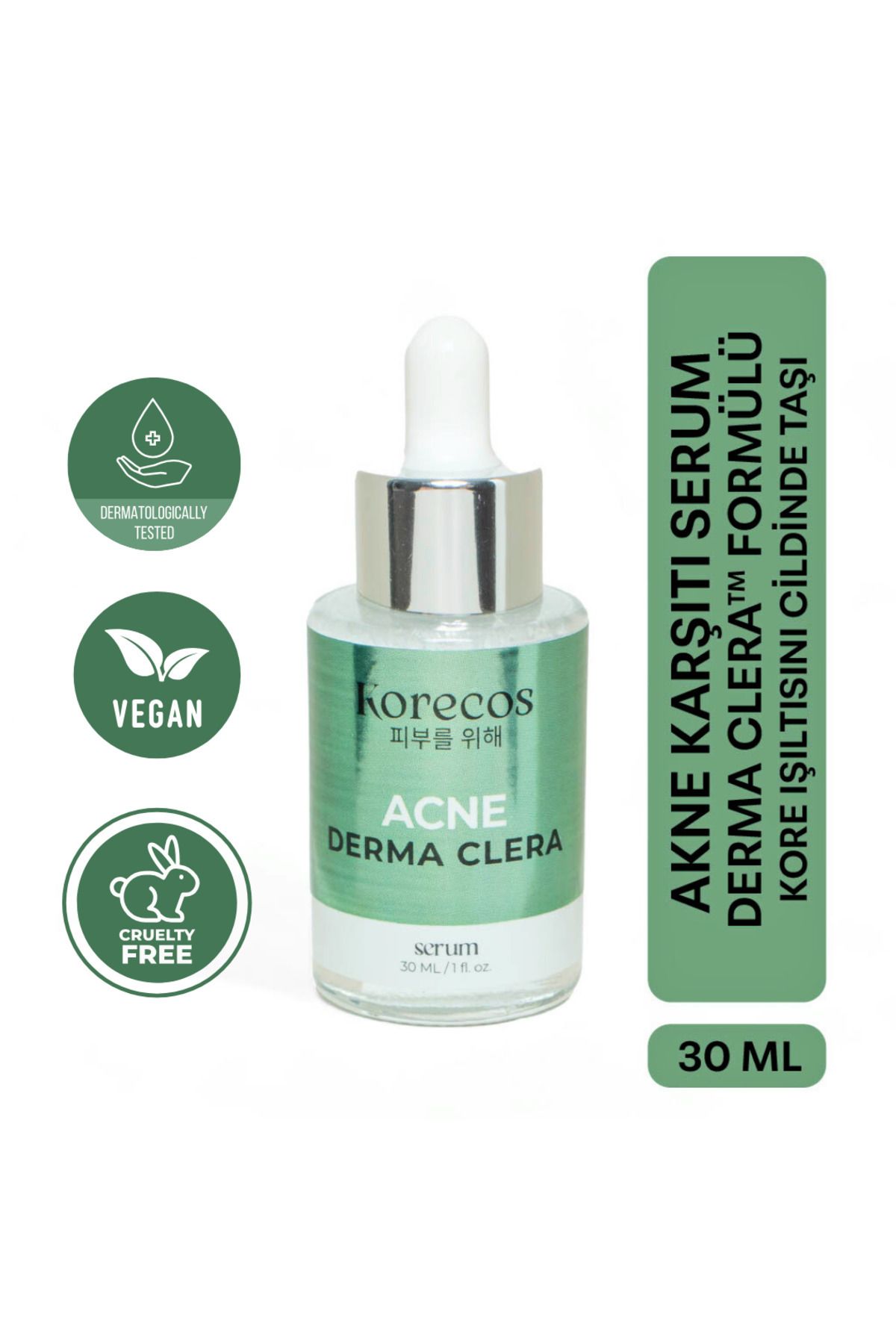 KORECOS Akneye Ve Sivilceye Eğilimci Ciltler Için Yatıştırıcı Bakım Sağlayan Derma Clera Acne Serum Kore