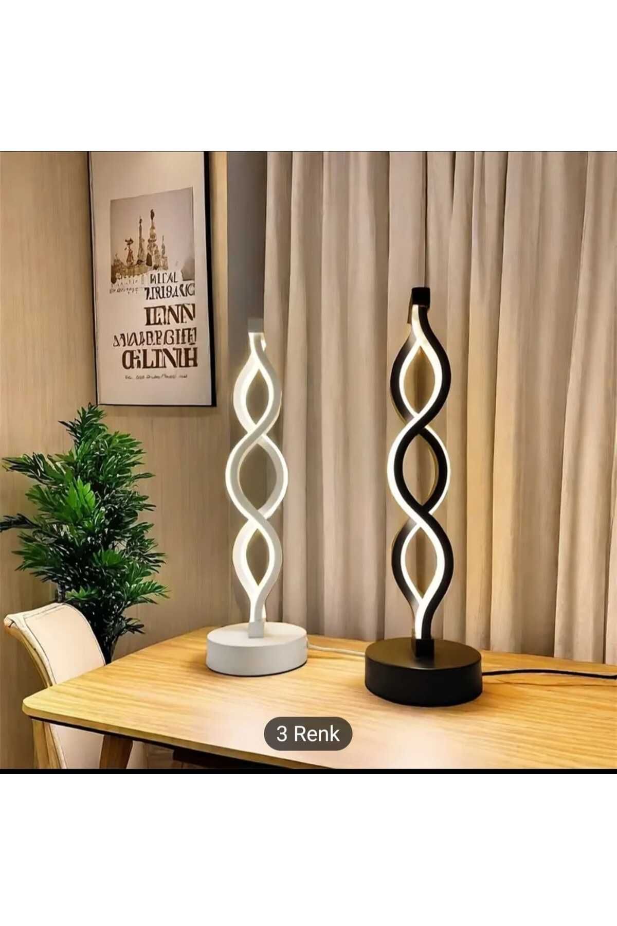 Mayilora LED Spiral Masa Lambası - Siyah (3 renk Seçenekli)