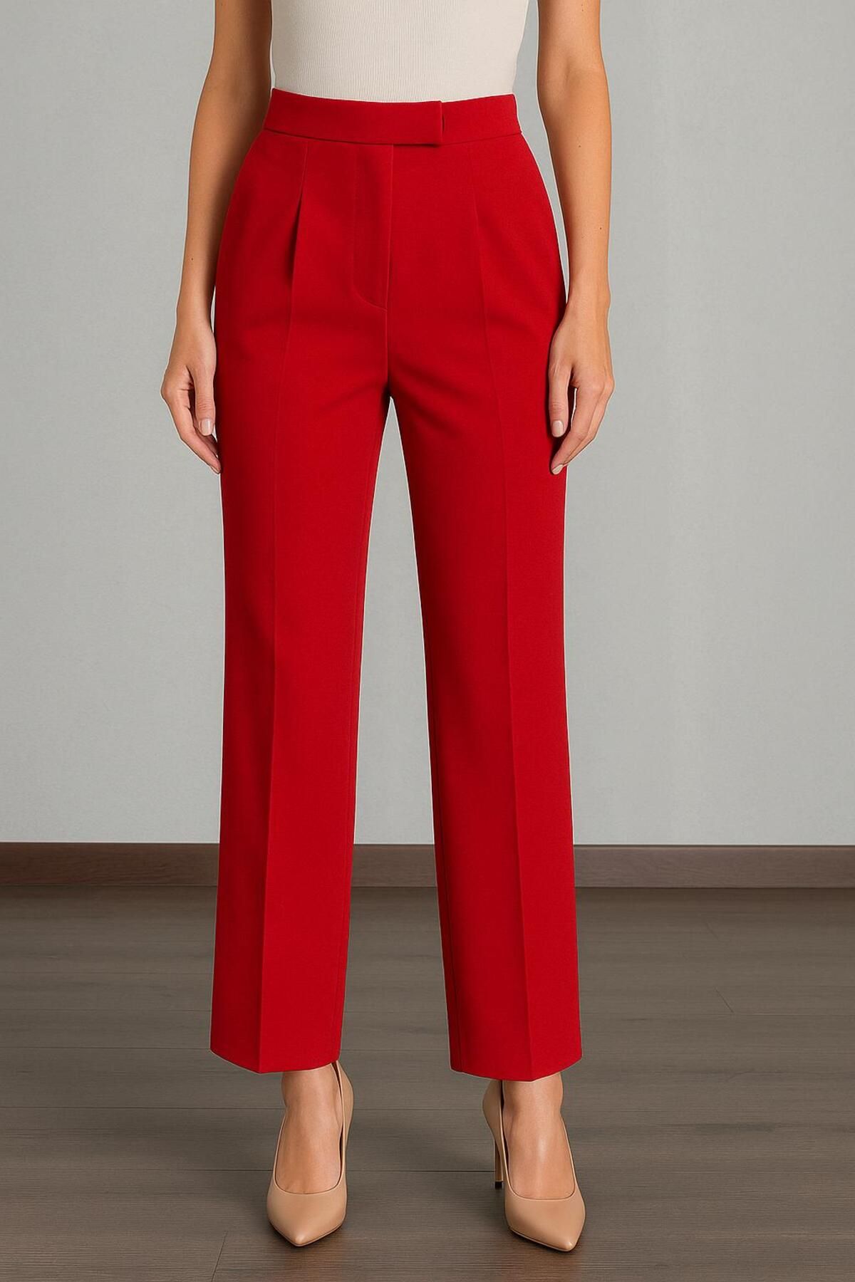 ELONİ CIRTLI PALAZZO YÜKSEK BEL BOL PAÇA KUMAŞ PANTALON