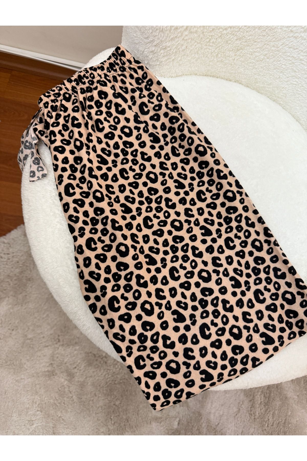 Bahar Altundemir Kadın Leopar Desenli Premium Kumaş Kalite Pijama Altı Leopar Kahverengi Pijama