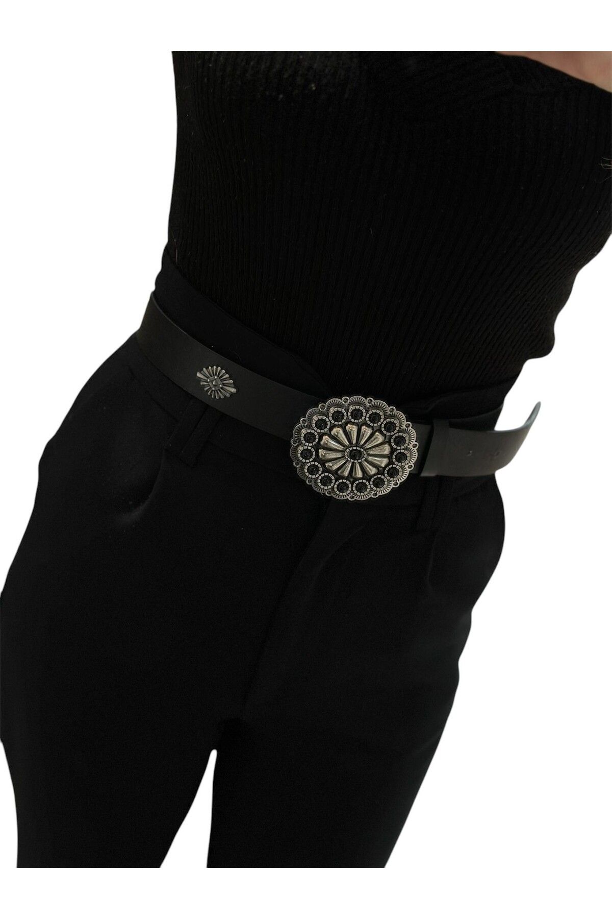MyladyAccessoriess Çiçek Vintage Detay Orta Boy Kemer (95Cm)