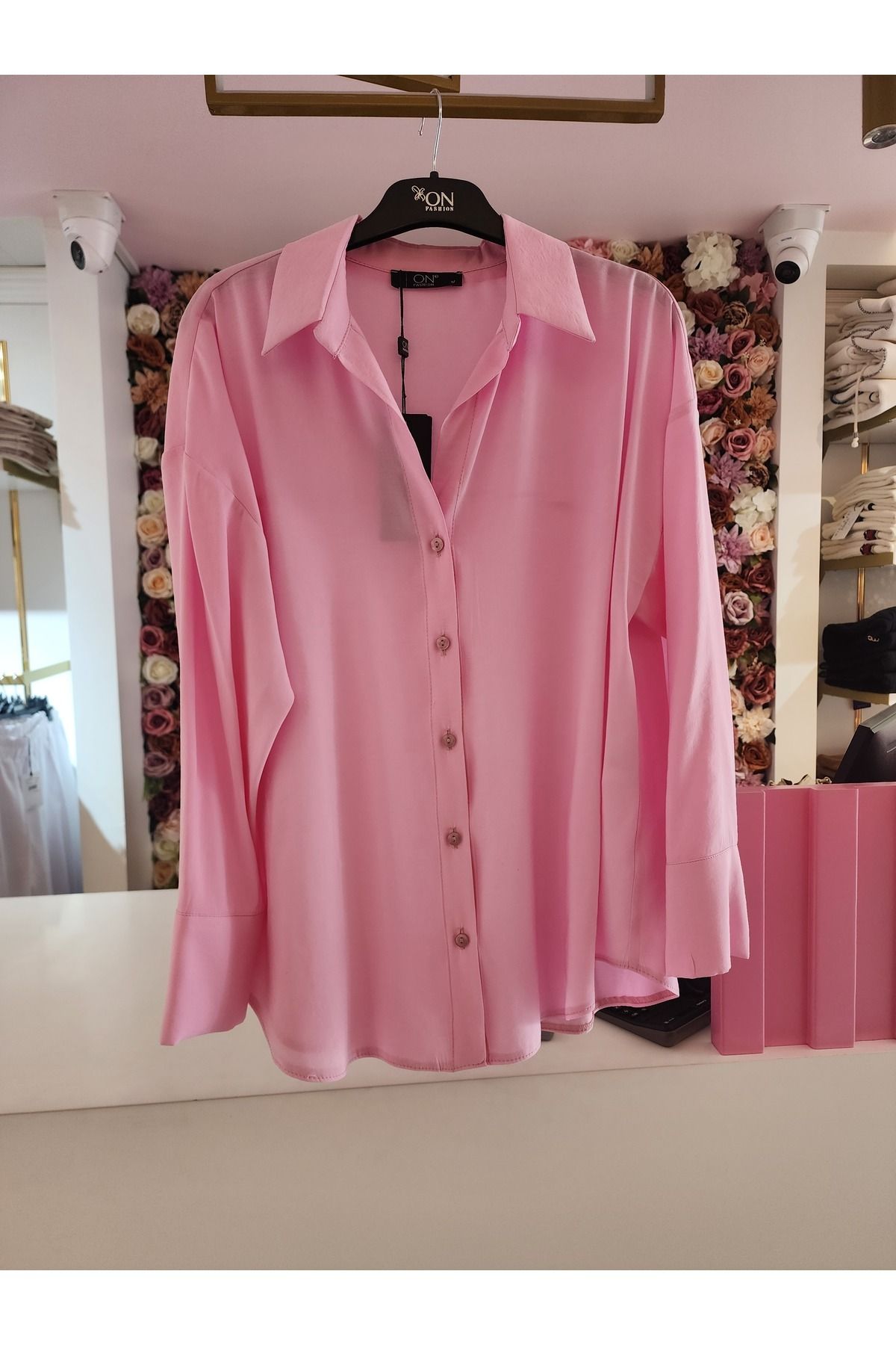 On Fashion kadın pembe gömlek