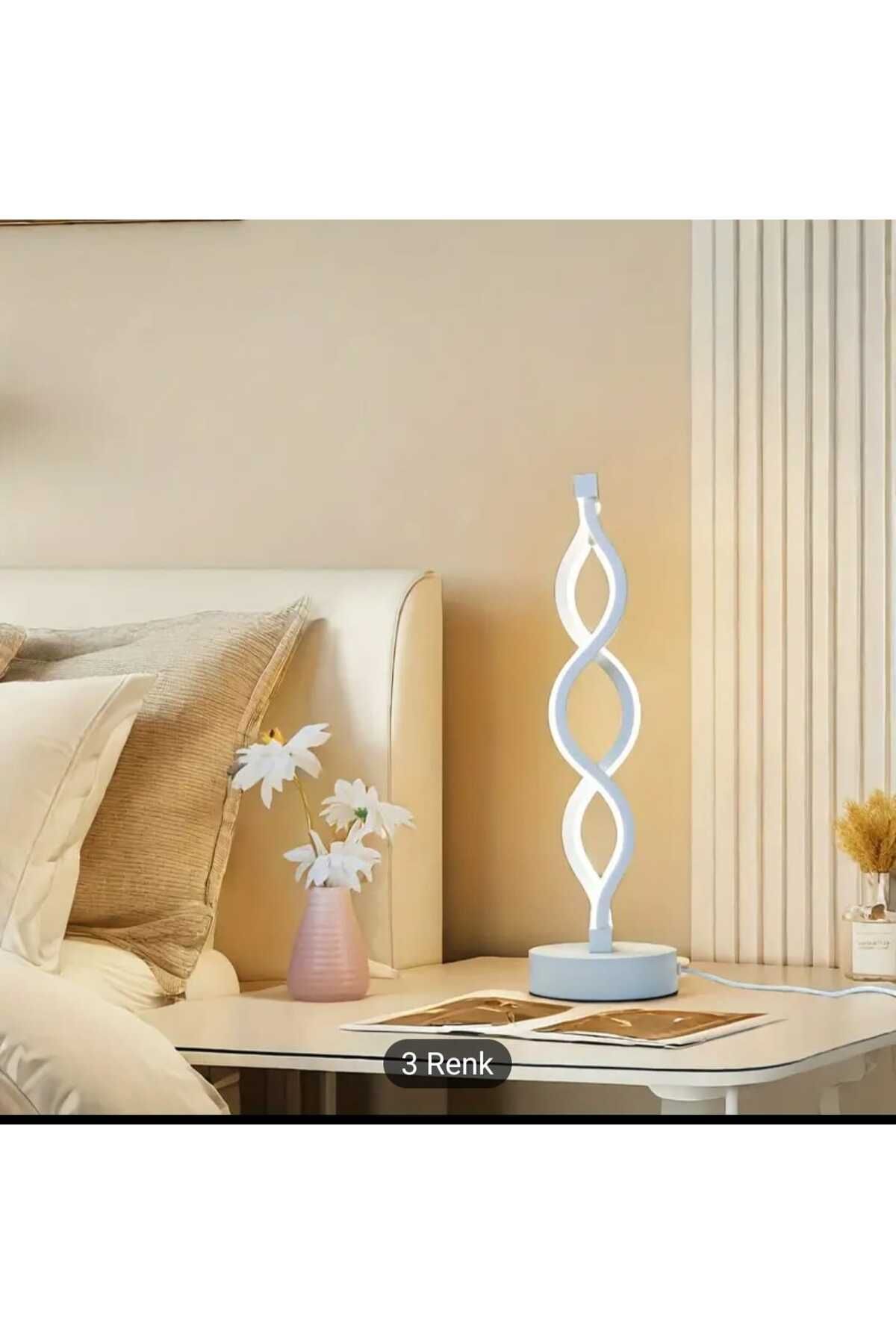 Mayilora LED Spiral Masa Lambası - Beyaz (3 renk Seçenekli)