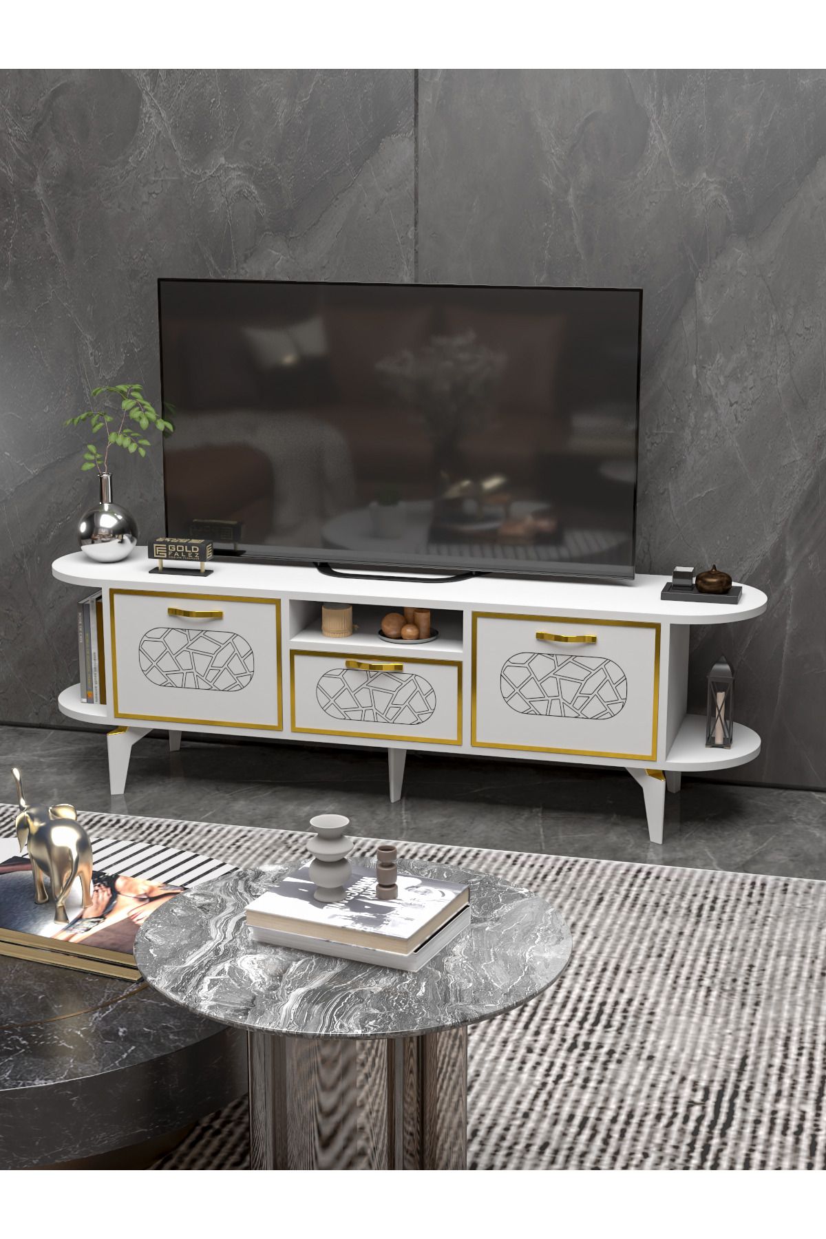 GOLDFALEZ TV SEHPASI MİRA GOLD BEYAZ 5032