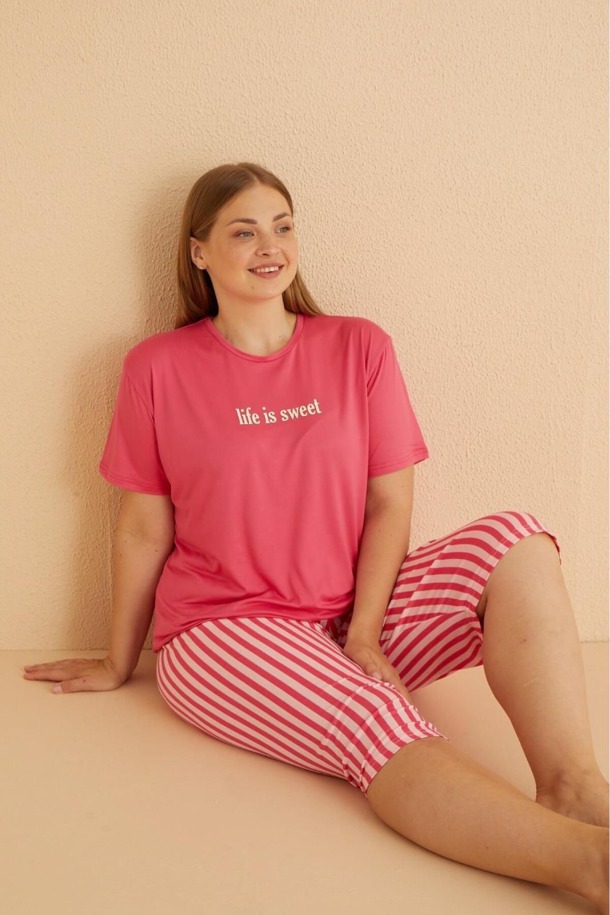 Mihra Stil Mihra 50503-765 Kadın Büyük Beden Pijama Takımı