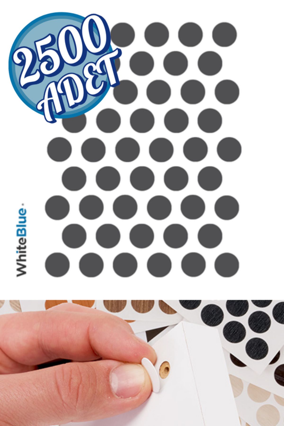 WhiteBlue Antrasit HighGloss Vida Tapası Yapışkanlı 14mm