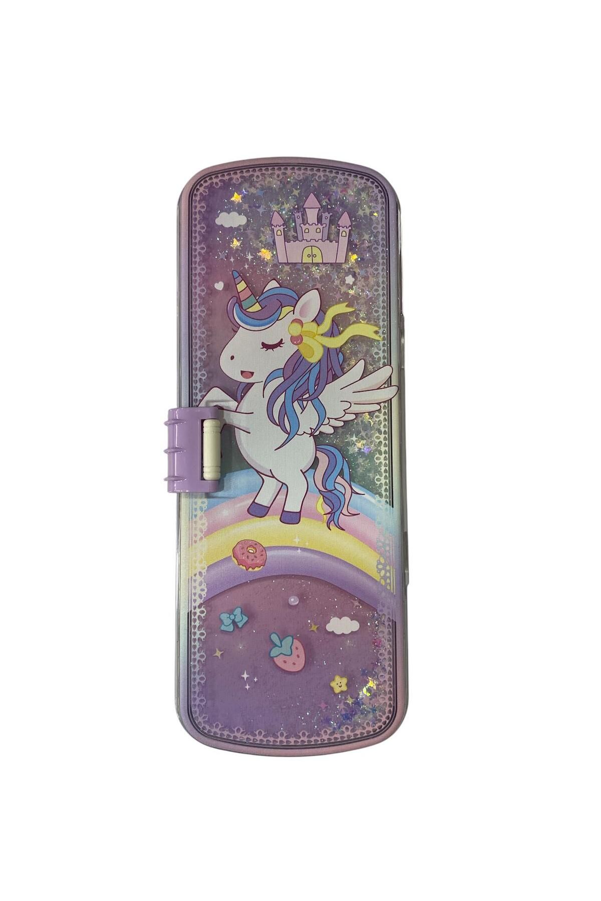 tüftürük Unicorn metal çift bölmeli kalem kutusu sulu kapak