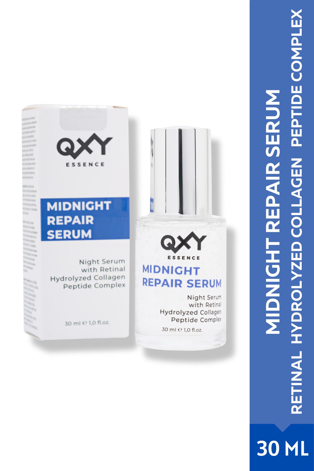 QXY Essence Midnight Repair Serum -Gece Serumu-Coenzim Q10+Retinal+Hydrolyzed Collagen+Peptide Complex-30 ML