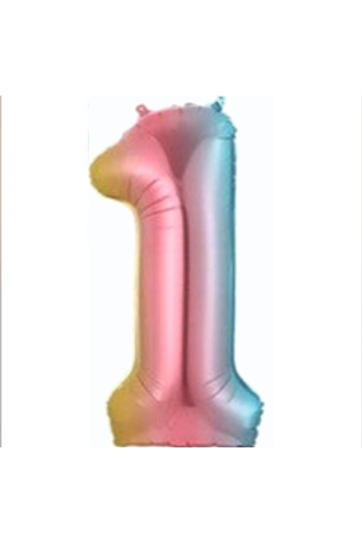 MİNAY 1 RAKAM FOLYO BALON GÖKKUŞAĞI RENK 34" 76cm