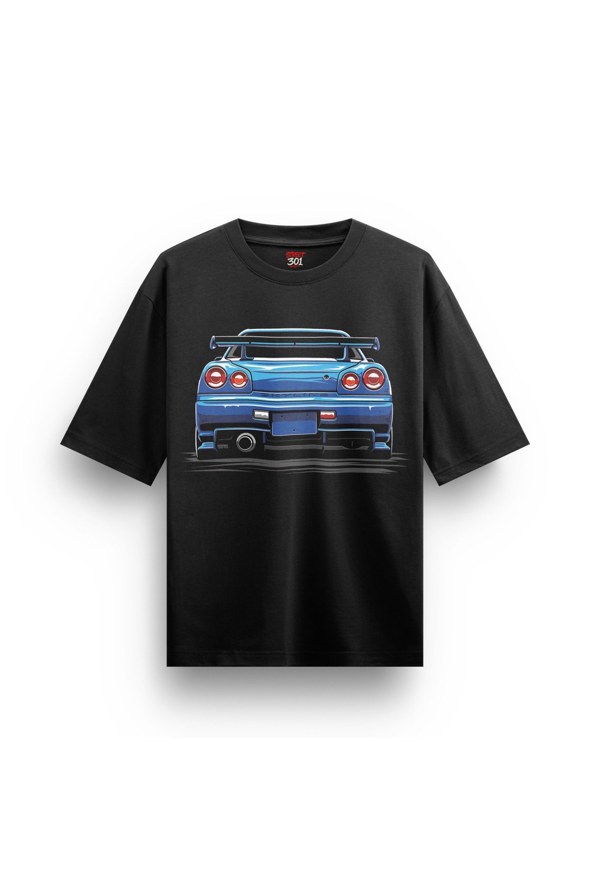 Street301 Unisex Skyline Araba Baskılı Oversize T-Shirt