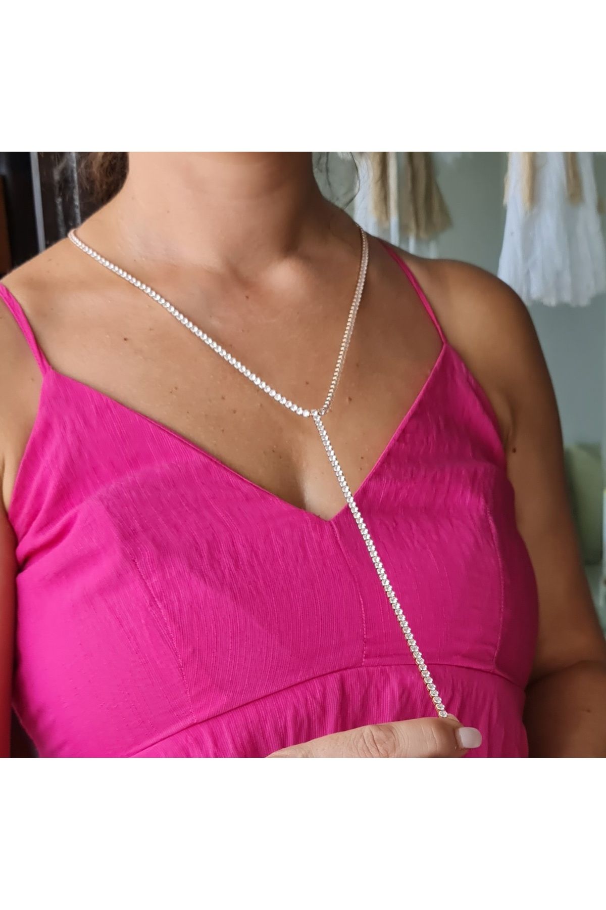 SE Jewellery Collection Selin Ersoy Rose Gold Renk Xuping Şık Su Yolu Y Model Kadın Dekolte Kolye