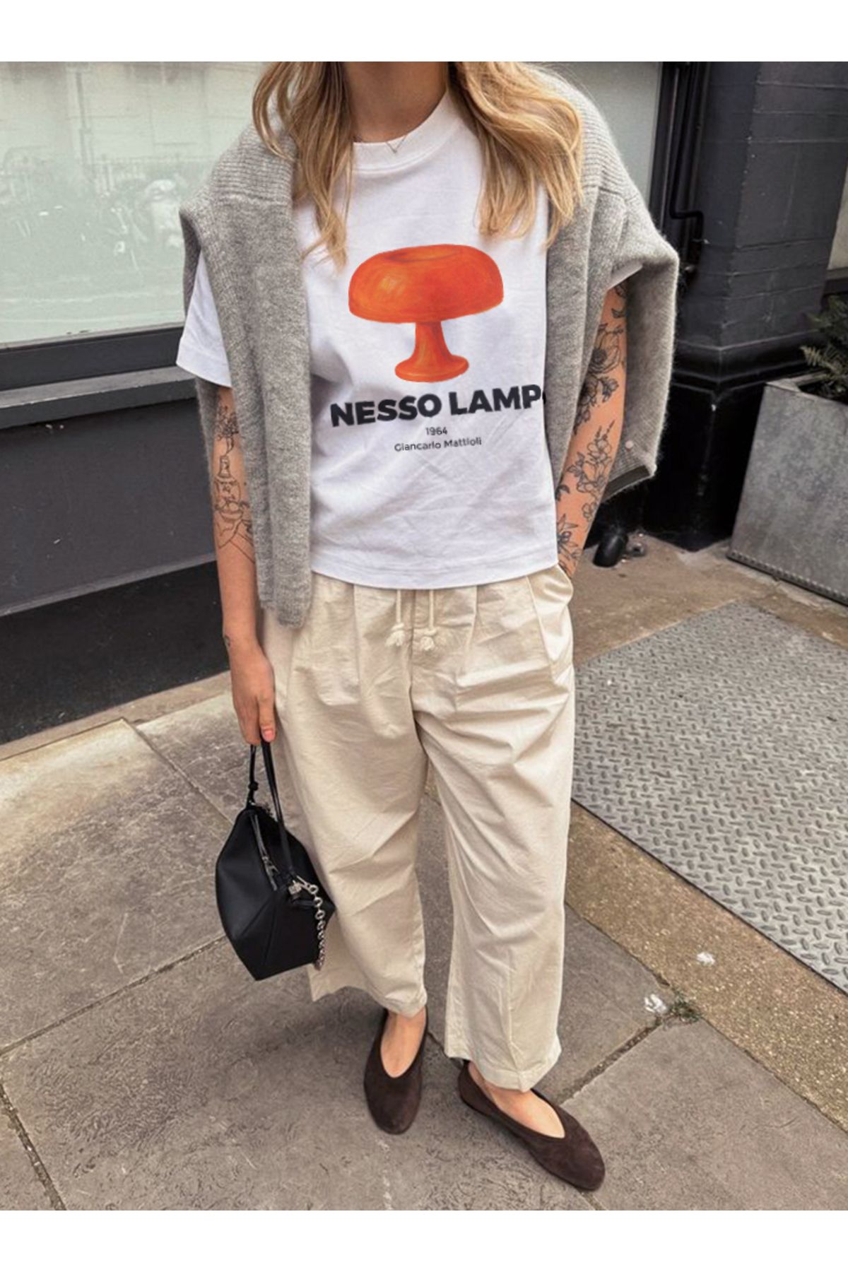 Disante Nesso Lamp Baskılı Bisiklet Yaka Basic Trend Kadın T-shirt