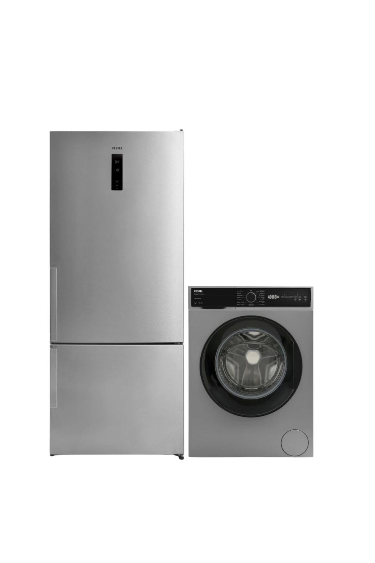 Vestel 2'li Inoks Beyaz Eşya Seti (CMI 87302 G Çamaşır + NFK60122 EX Buzdolabı)