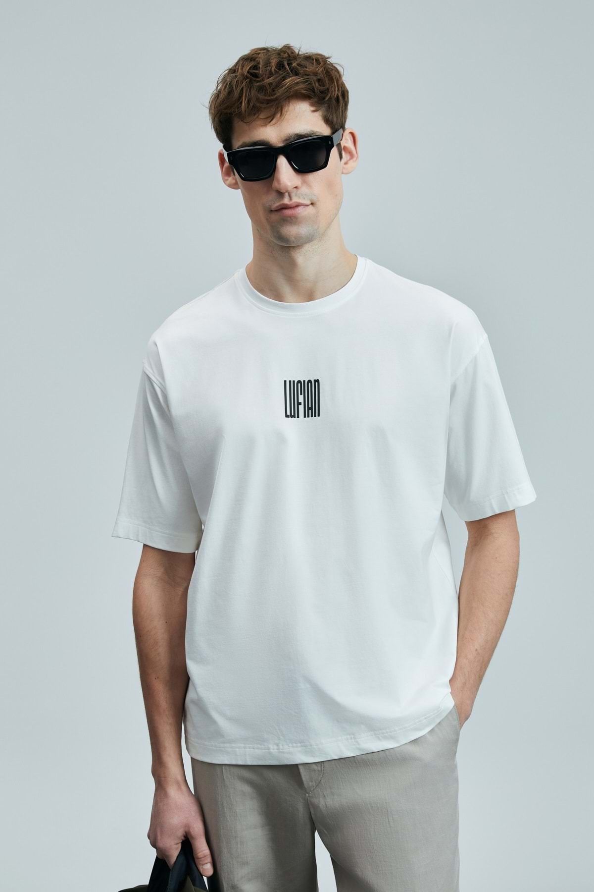 Lufian 111020245 Helıx Modern Grafik T- Shirt Erkek Tişort BEYAZ