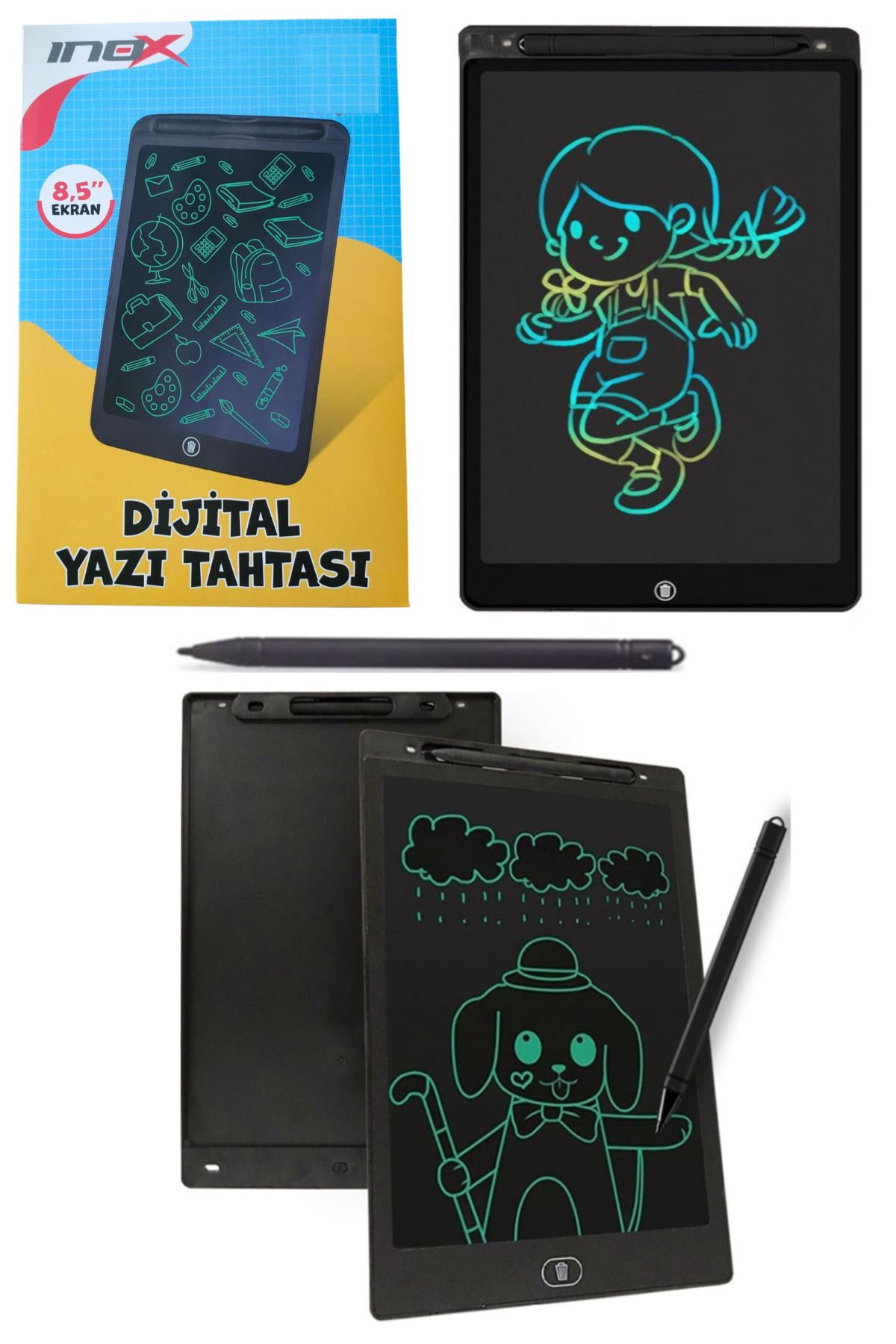 GLANCE Dijital Yazı Tahtası 8,5 Inc Kalemli LCD Dijital Yazı & Çizim Tableti Oyuncak Yazı Tahtası