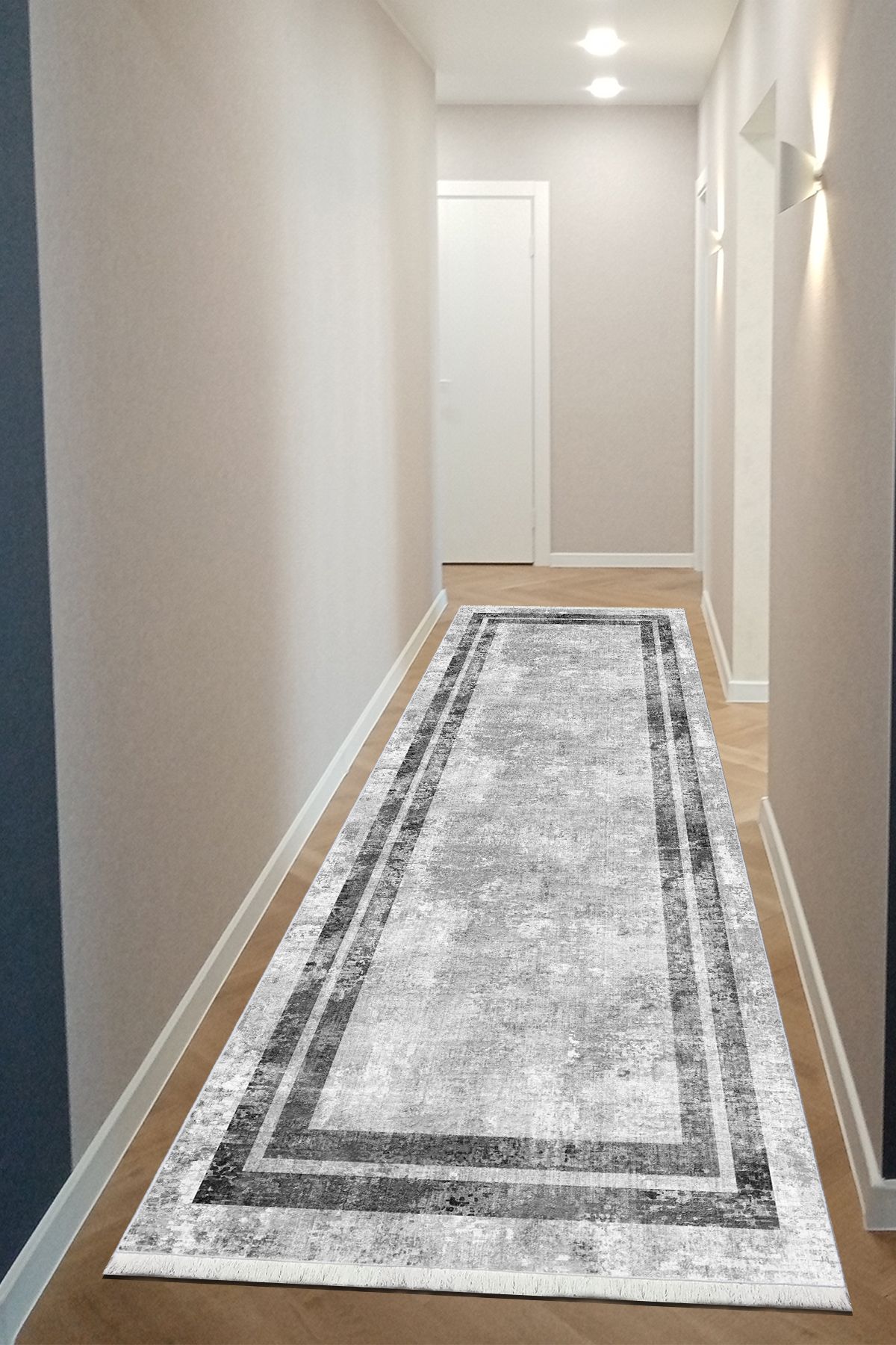 CENTER AVM Gri Yolluk Makinede Yıkanabilir Halı Kaymaz Taban Halı