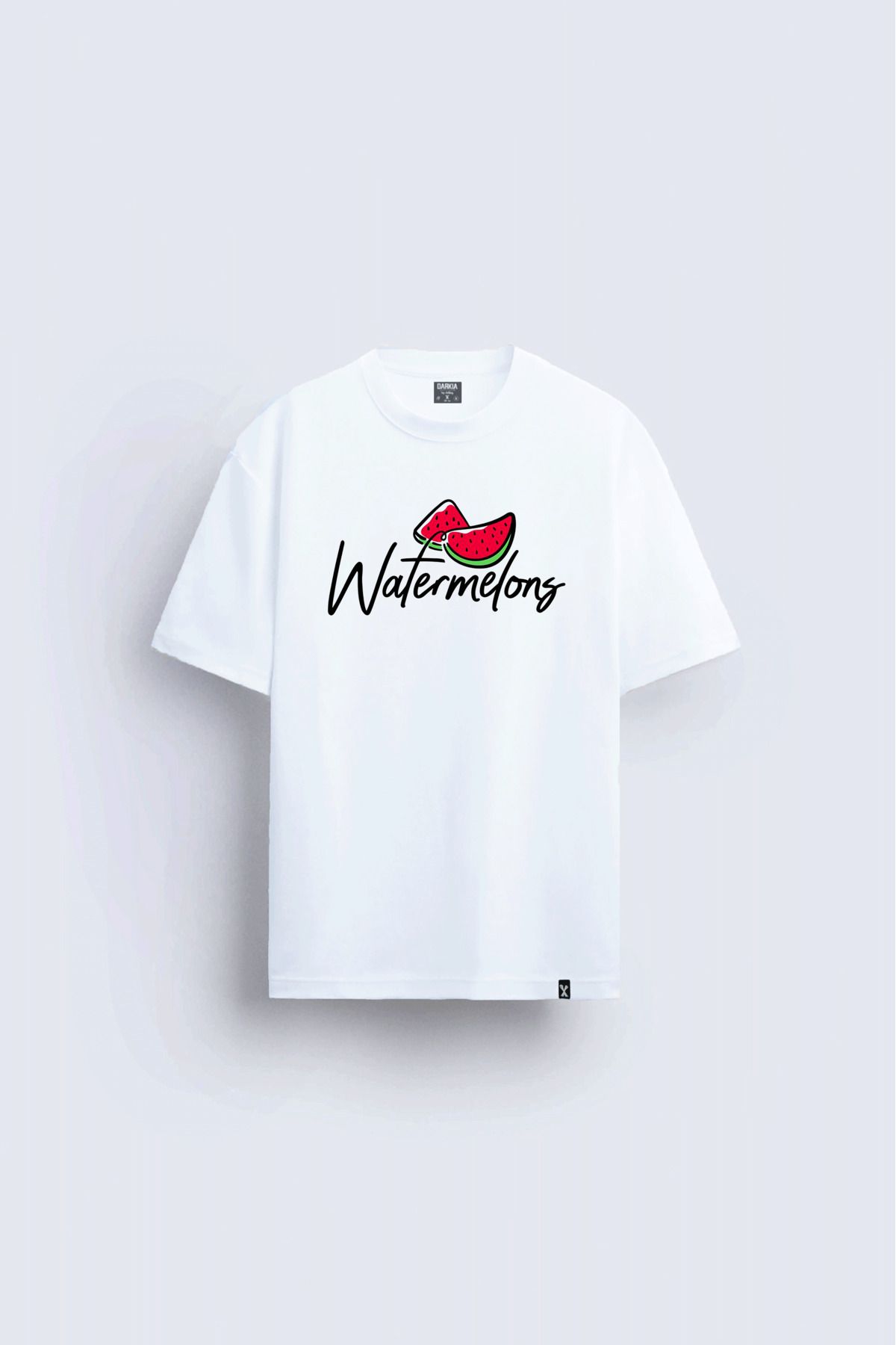 Darkia Karpuz Watermelon Herbuzo Baskılı Bisiklet Yaka Unisex Beyaz Tişört T-shirt