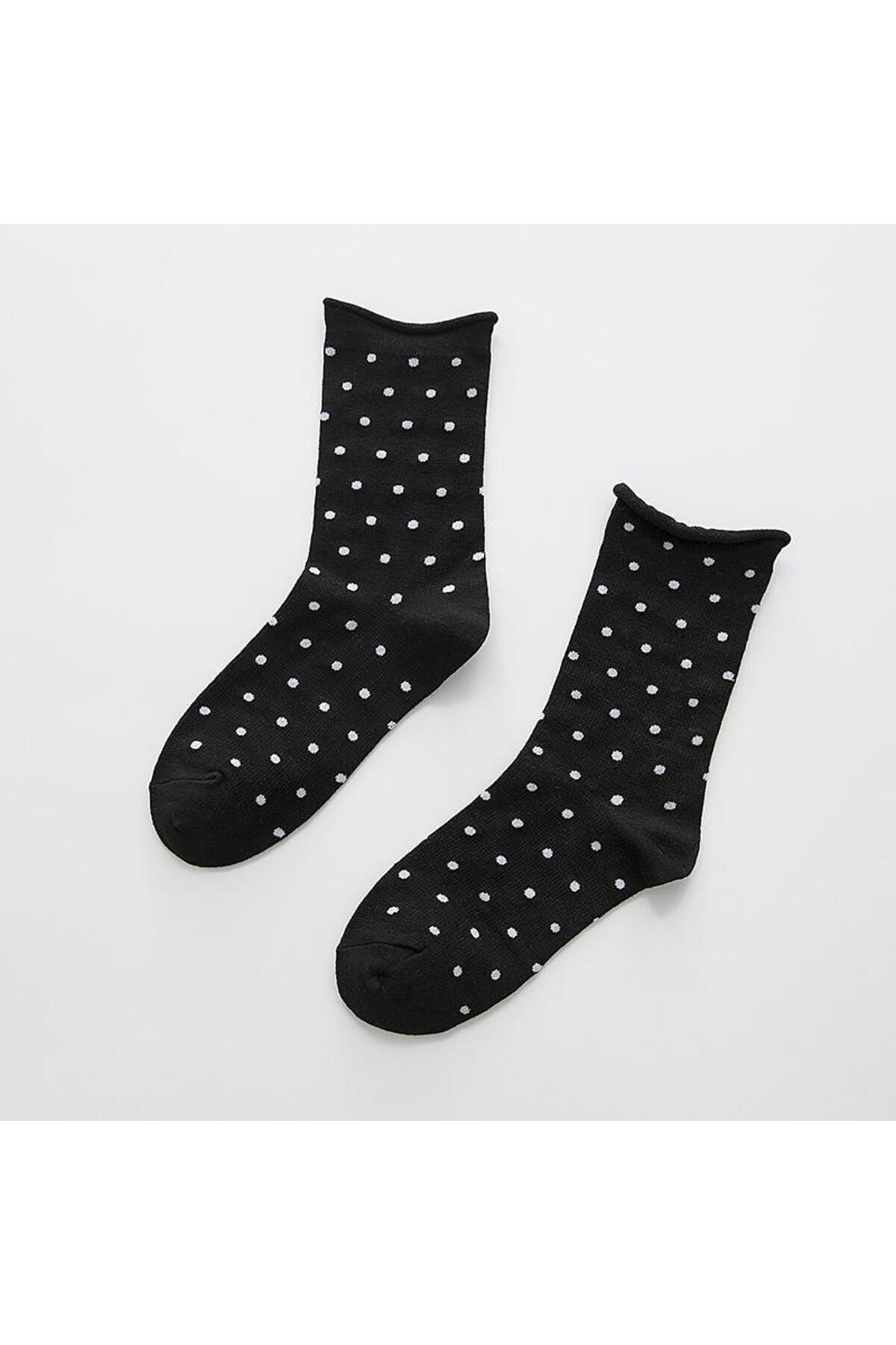 SOCKSHION-Women's Colorful Polka Dot Patterned Ultra Soft Elastic Diabetic Socks Set - 5 Pairs 6