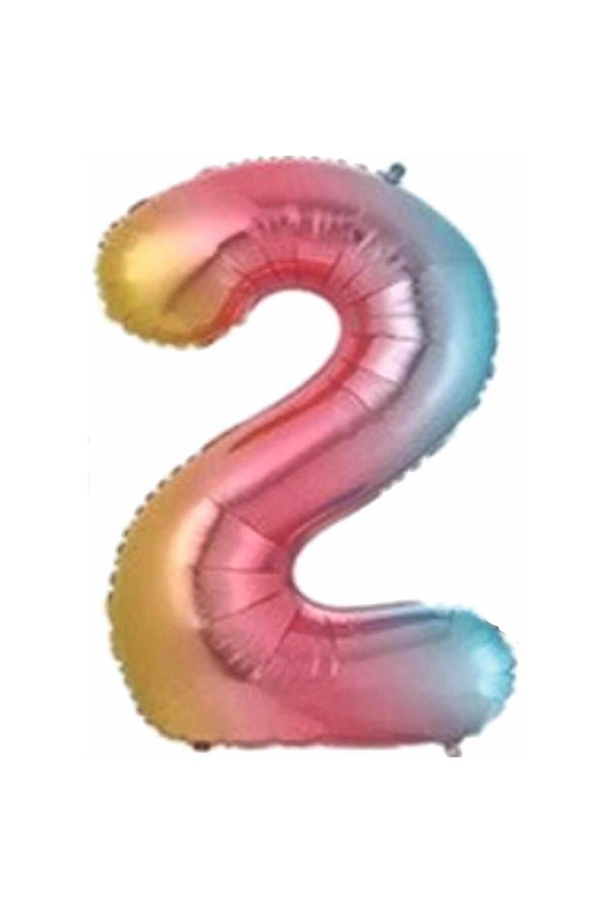 MİNAY 2 RAKAM FOLYO BALON GÖKKUŞAĞI RENK 34" 76cm