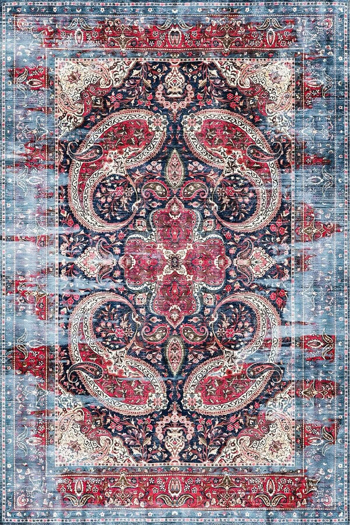 Harikabirev HARİKABİREV | VİNTAGE ESKİTME TARZ OTANTİK MİNİMALİST MODERN DESENLİ| YIKANABİLİR HALI